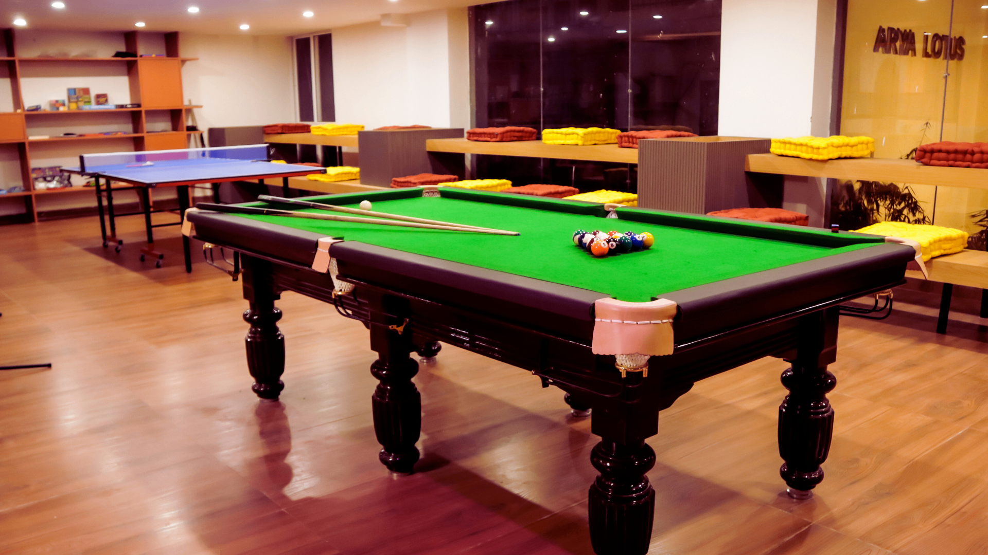 Indoor games and lounge zone for residents